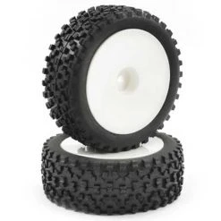 Fastrax 1/10th Mounted Cuboid White Dish Buggy Wheels And Tyres - Front