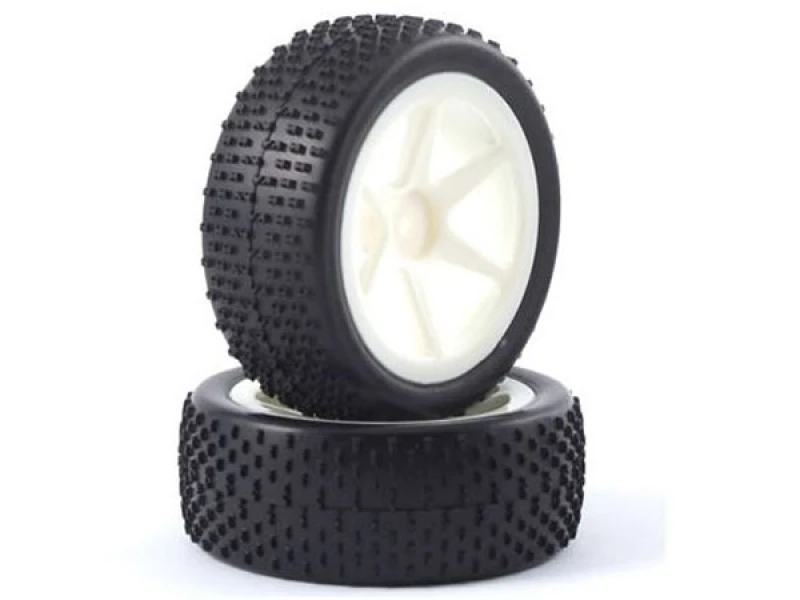 Fastrax H Pattern 1/10th Off-Road Buggy Pre-Mounted Front Tyres On 6 Spoke Wheels (2)