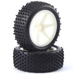 Fastrax 1:10th Stub Tyres Mounted On Spoked Wheels - Front (White)