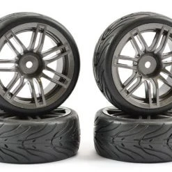 Fastrax Street/ Treaded Tyre Mounted On 14 Spoke Gun Metal Wheels (4)