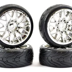 Fastrax 1/10 Street/ Tread Tyre Star Spoke Chrome Wheels (4)