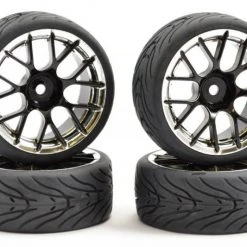 Fastrax Street/ Treaded Tyre Mounted On 14 Spoke Black/ Chrome Wheels (4)