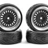 Fastrax 1/10 Street/ Tread Tyre Classic Black And Chrome Wheels