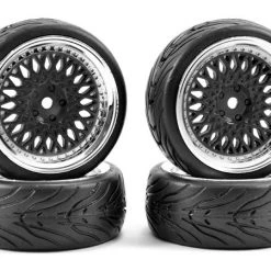 Fastrax 1/10 Street/ Tread Tyre Classic Black And Chrome Wheels