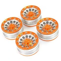 Fastrax Aluminium Beadlock 1.9in Wheels - Orange (4)