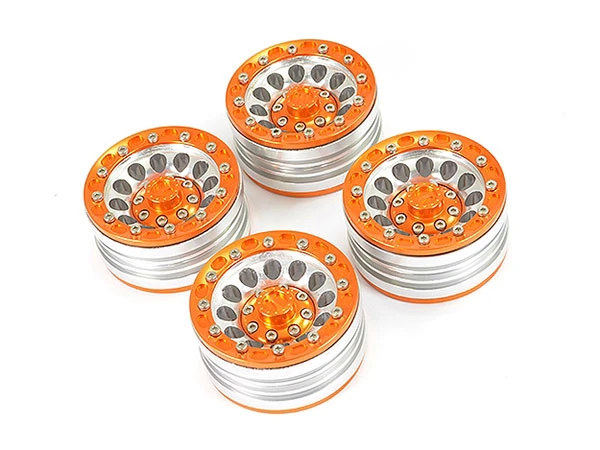 Fastrax Aluminium Beadlock 1.9in Wheels - Orange (4)
