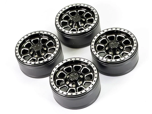 Fastrax Aluminium Beadlock Ten 1.9in Wheels - Black (4)