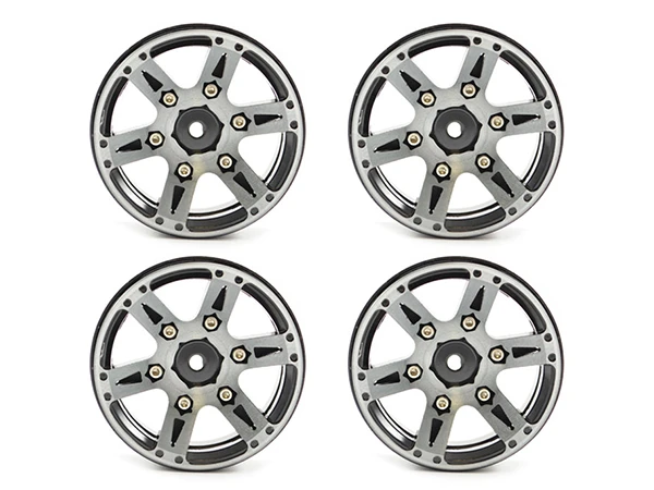 Fastrax 1.9in Heavy Weight Split 6-Spoke Aluminium Beadlock Wheels (4) - Black - Image 2