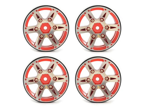 Fastrax 1.9in Heavy Weight Split 6-Spoke Aluminium Beadlock Wheels (4) - Red - Image 2