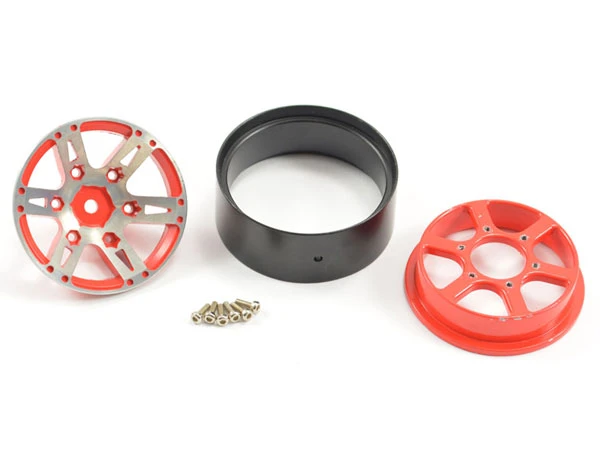 Fastrax 1.9in Heavy Weight Split 6-Spoke Aluminium Beadlock Wheels (4) - Red - Image 3