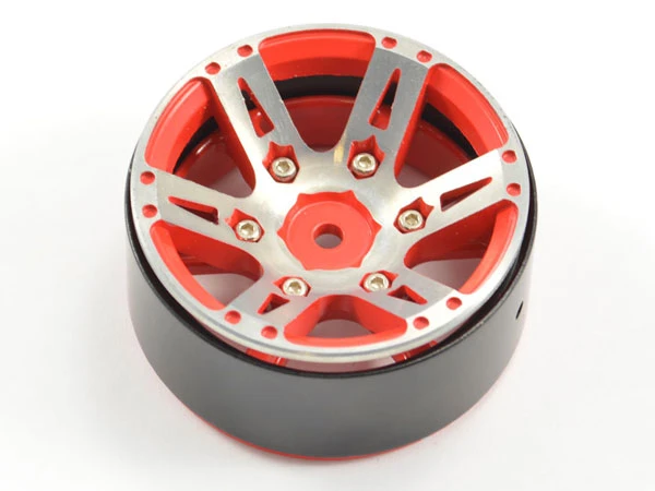 Fastrax 1.9in Heavy Weight Split 6-Spoke Aluminium Beadlock Wheels (4) - Red - Image 4