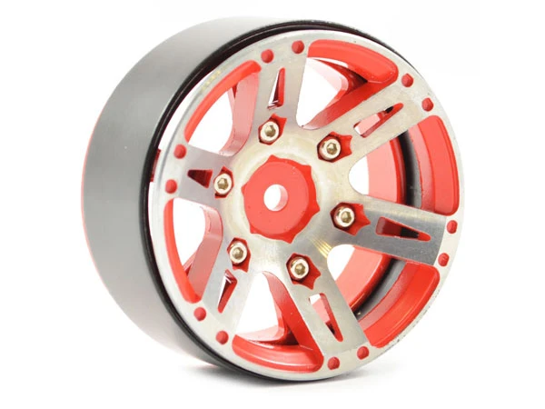 Fastrax 1.9in Heavy Weight Split 6-Spoke Aluminium Beadlock Wheels (4) - Red