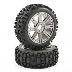 Fastrax 1:8 Rock Block Mounted On 8-Spoke Black Chrome (2)