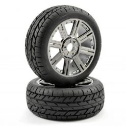 Fastrax 1:8 Eagle Tread Mounted On 8-Spoke Black Chrome (2)