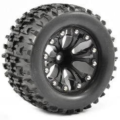 Fastrax 1:10 MT JigSaw Mounted On Black 6-Spoke 0 Offset (2) 12mm Hex