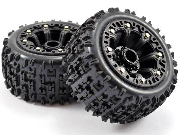 Fastrax 1:16 Jigsaw Tyres Mounted On 8 Spoke Black Wheels (2) - Image 2