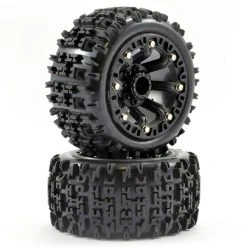 Fastrax 1:16 Jigsaw Tyres Mounted On 8 Spoke Black Wheels (2)