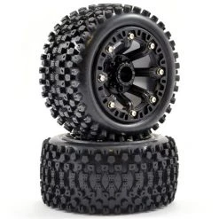 Fastrax 1:16 Stinger Tyres Mounted On 8 Spoke Black Wheels (2)