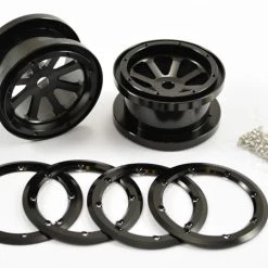 Fastrax 2.2 8 Spoke Black Alloy Beadlock Wheels (2) For The Axial Wraith
