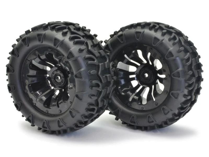 Fastrax 1/10 KlaxonTruck Tyre Mounted On Black 12-Spoke (12mm Hex)